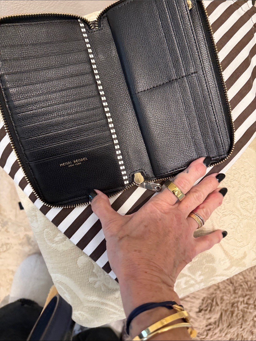 henri bendel Black Paint-Splatter Zip Wallet with Yellow and White Accents - Picture 3 of 11